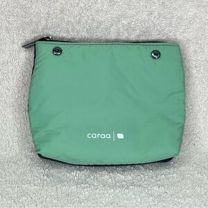 NEW Caraa Snappy Snap Mesh Travel Cosmetic Pouch Bag-Green/Black-Zipper-Vacation